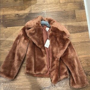 Plush Tan Faux Fur Coat